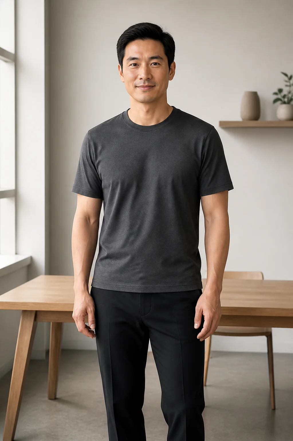 Authorized synthetic source photo used for the AI shirt changer workflow illustration