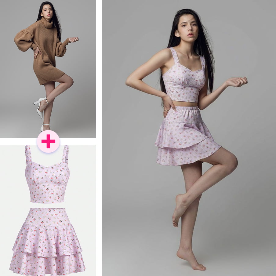 Current AI Clothes Changer showcase comparing casual outfit changes on the same person